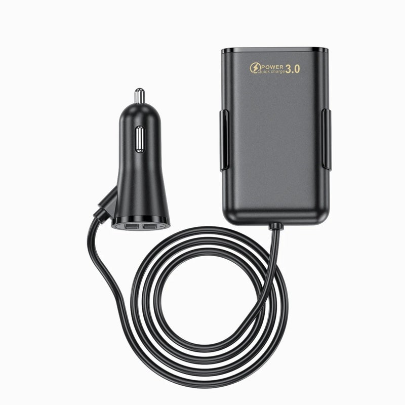 Bluejw Quick Charge 3.0 Car Charger, 4 USB Ports - Front & Back Seat Automobile Charging Adapter - Cigarette Lighter Vehicle Charger - Image 2